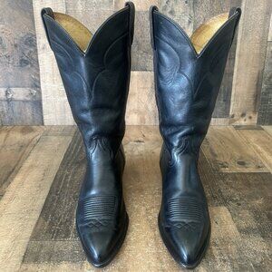 J Chisholm Vintage Classic Black Western Cowboy Boots Mens 8.5 D